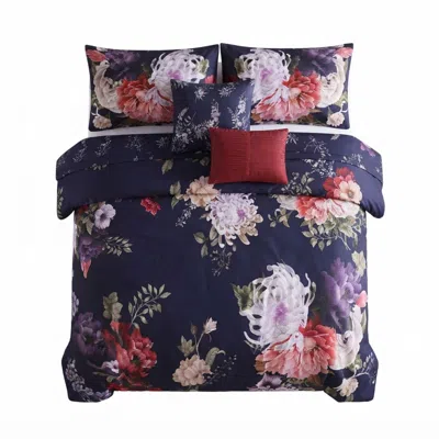 Pure Parima Bebejan Deep Purple Garden Reversible Comforter Set In Multi