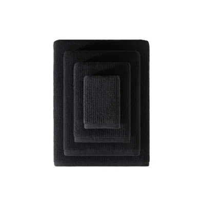 Pure Parima Black Egyptian Cotton Ribbed Towels - Carbon