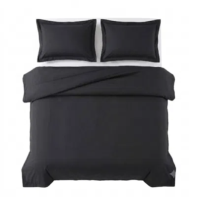 Pure Parima Black Ultra Percale Duvet Cover Set- Carbon