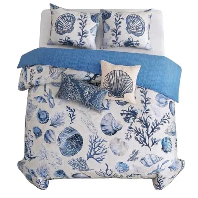 Pure Parima Blue Bebejan Shells And Seaplants Reversible Comforter Set