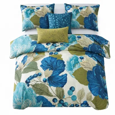 Pure Parima Blue Bebejan Teal Tapestry Reversible Comforter Set In Multi