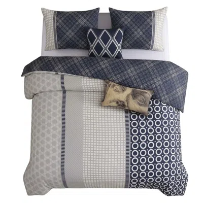 Pure Parima Blue Bebejan Vertigeo Reversible Comforter Set In Multi