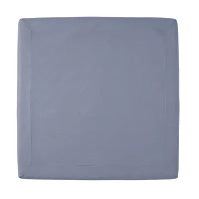 Pure Parima Blue Egyptian Cotton-european Linen Adjustable Fitted Sheet - Dusk In Gray