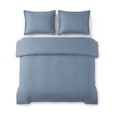 Pure Parima Blue Egyptian Cotton-european Linen Duvet Cover Set -dusk