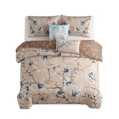 Pure Parima Brown Bebejan Blue Blossom Reversible Comforter Set