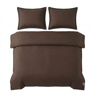 Pure Parima Brown Egyptian Cotton-european Linen Duvet Cover Set - Earth