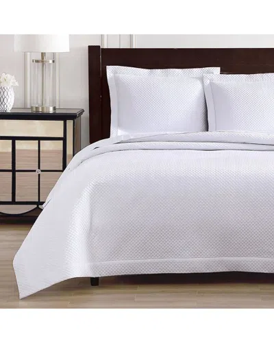 Pure Parima Diamond Quilted Coverlet Set In White