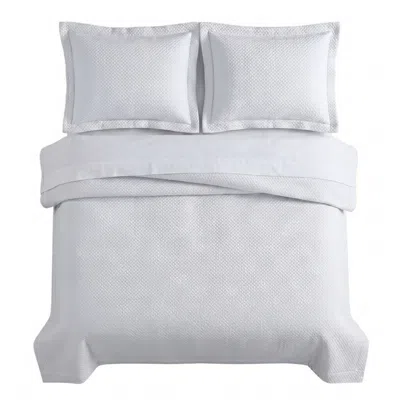 Pure Parima Diamond Quilted Coverlet Set - White