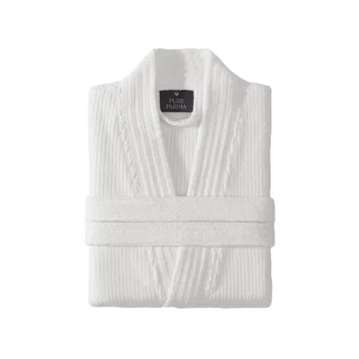 Pure Parima Egyptian Cotton Ribbed Robe-white
