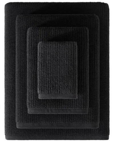 Pure Parima Egyptian Cotton Ribbed Towels In Black