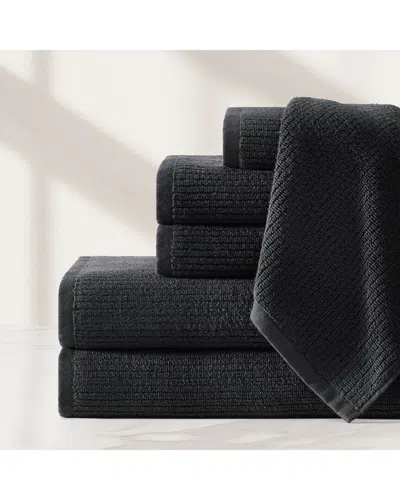 Pure Parima Egyptian Cotton Ribbed Towels In Black