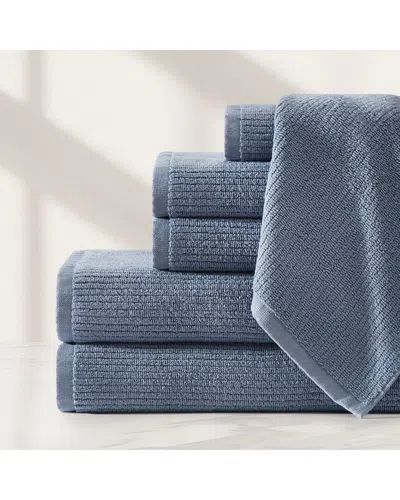 Pure Parima Egyptian Cotton Ribbed Towels In Blue