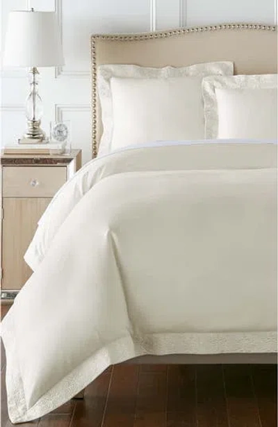 Pure Parima Egyptian Cotton Sateen Embroidered 3-piece Ariane Duvet Cover Set In Neutral