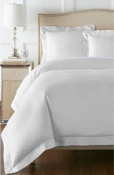 Pure Parima Egyptian Cotton Sateen Embroidered 3-piece Ariane Duvet Cover Set In White