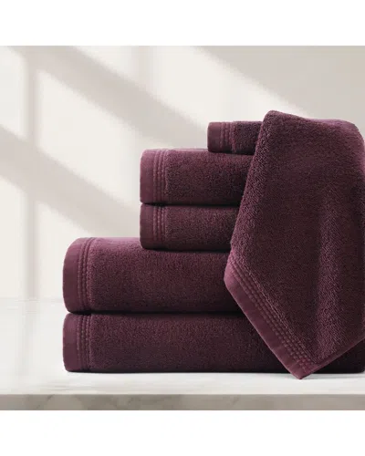 Pure Parima Egyptian Cotton Soft Border Towel Set In Purple