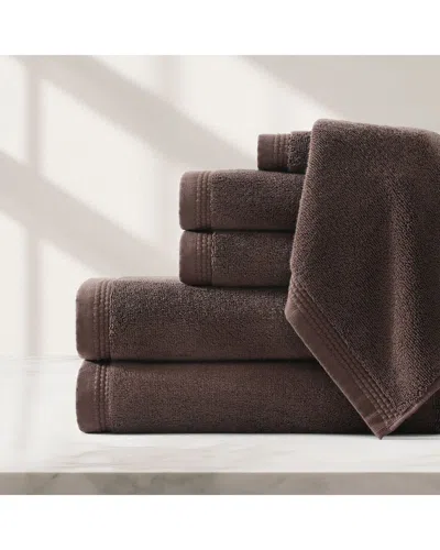 Pure Parima Egyptian Cotton Soft Border Towel Set In Brown