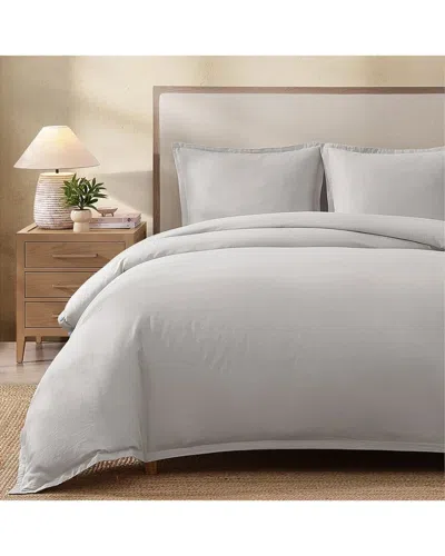 Pure Parima Egyptian Cotton-european Linen Duvet Cover Set In White