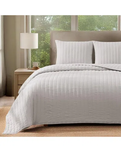 Pure Parima Egyptian Cotton-european Linen Quilt Set In Gray