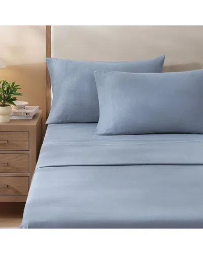 Pure Parima Egyptian Cotton-european Linen Sheet Set In Blue