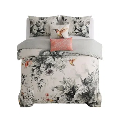 Pure Parima Gold / Green Bebejan Vintage Bloom Reversible Comforter Set In Grey