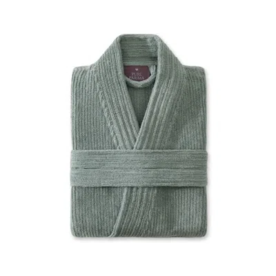 Pure Parima Green Egyptian Cotton Ribbed Robe - Sage
