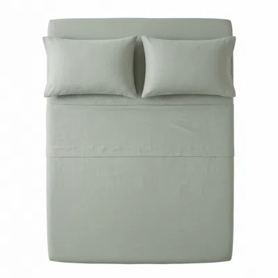 Pure Parima Green Egyptian Cotton-european Linen Sheet Set - Sage