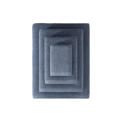 Pure Parima Grey Egyptian Cotton Ribbed Towels - Slate In Blue