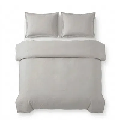 Pure Parima Grey Egyptian Cotton-european Linen Duvet Cover Set - Moon In Gray