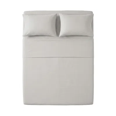 Pure Parima Grey Egyptian Cotton-european Linen Sheet Set - Moon In Gray