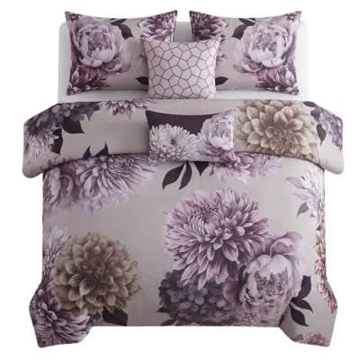 Pure Parima Purple Bebejan Plum Petal Reversible Comforter Set Queen