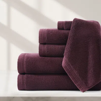 Pure Parima Purple Egyptian Cotton Soft Border Towel Set - Mulberry