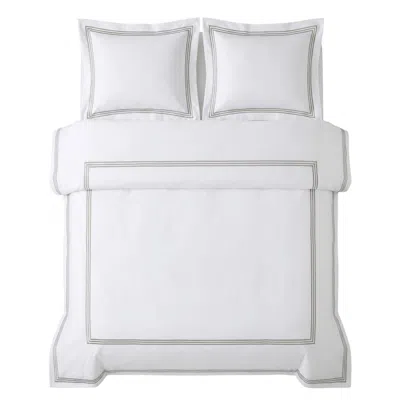 Pure Parima Silver Triple Luxe Sateen Duvet Cover Set- Nickel In White
