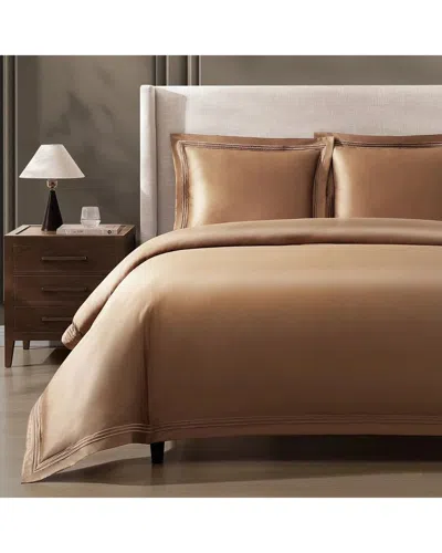 Pure Parima Triple Luxe Sateen Duvet Cover Set: Hotel Collection In Brown