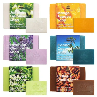 Pure Parker Nurture Me Organics 6 Natural Soaps For Women & Men- Handmade Moisturizing Artisan Soap Gift Set Wit