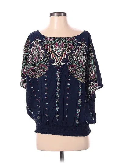 Pre-owned Pure Short Sleeve Top Blue Boatneck Tops