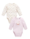 Purebaby 2 Pack Ruffle Bodysuit In Pink
