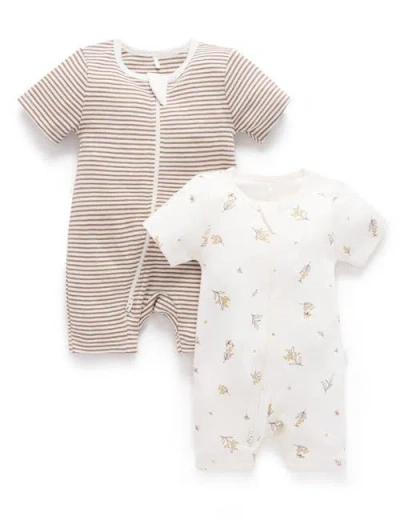 Purebaby 2 Pack Short Zip Romper