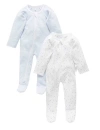 Purebaby Kids'  2 Pack Zip Footie In Blue