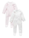 Purebaby Kids'  2 Pack Zip Footie In Pink