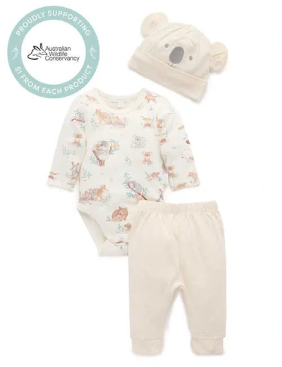 Purebaby Kids'  3 Piece Australiana Set With Hat In Multi