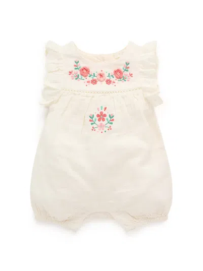 Purebaby Baby Embroidered Romper In Grey