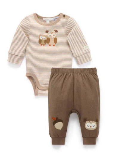 Purebaby Kids'  Bodysuit & Legging Set In Brown