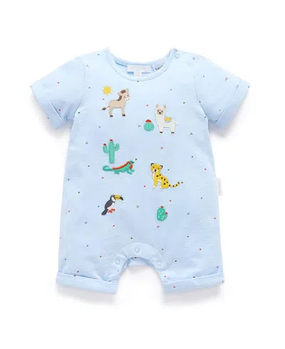 Purebaby Boys' Animal Fiesta Short Romper - Baby In Blue