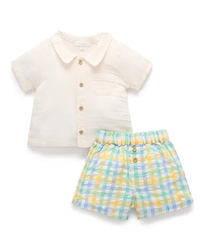 Purebaby Boys' Check Set - Baby In Multi