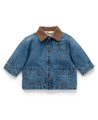 Purebaby Boys' Denim Worker Jacket - Baby, Little Kid In Blue