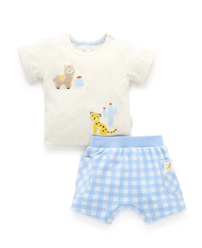 Purebaby Boys' Gingham Short And Tee Set - Baby In Multi