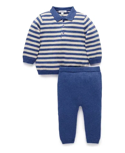 Purebaby Boys' Polo Knit Set - Baby, Little Kid In Animal Print
