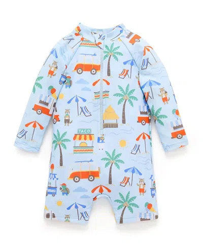 Purebaby Boys' Printed Longsleeve Swim Sunsuit - Baby, Little Kid In Multi