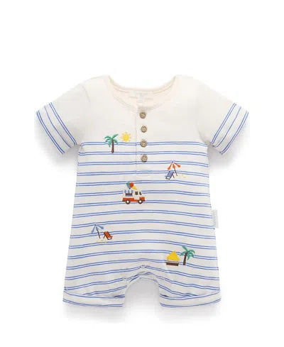 Purebaby Resort Striped Romper In Multi