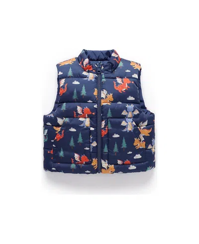 Purebaby Boys' Reversible Puffer Vest - Baby, Little Kid In Blue